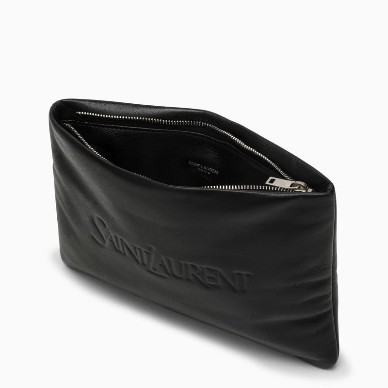 Saint Laurent Black Padded Leather Clutch Bag With Logo Men - 5