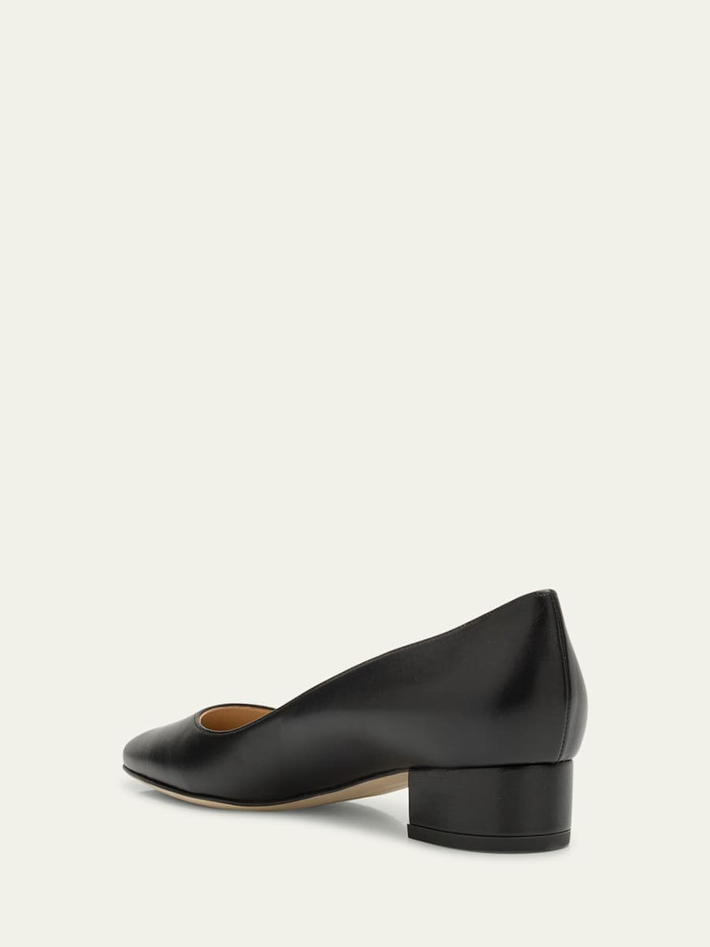 Manolo Blahnik Lista Leather Block-Heel Pumps outlook