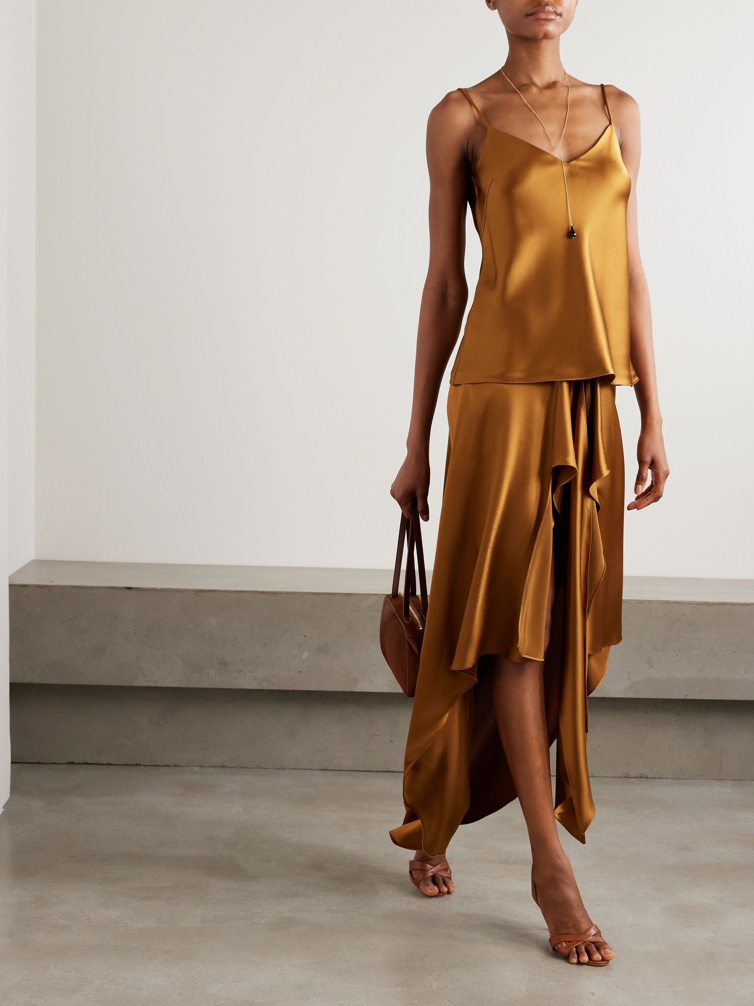 Ischia satin camisole Light brown - 2