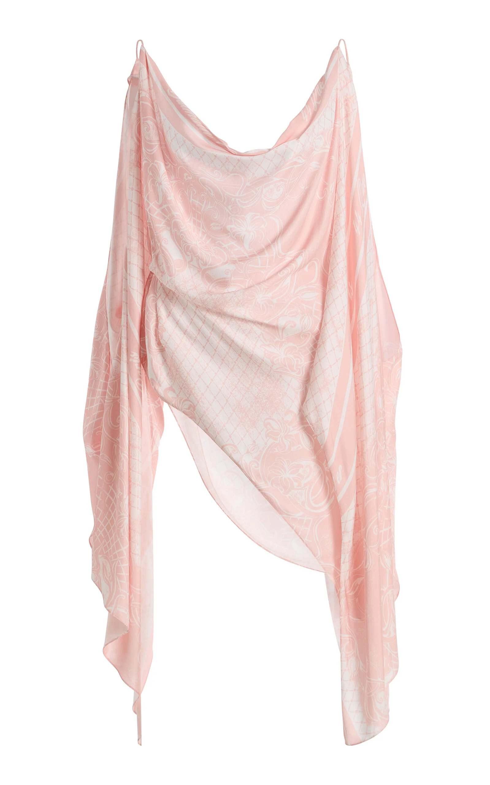 Open-Shoulder Foulard-Print Flounce Top pink - 1