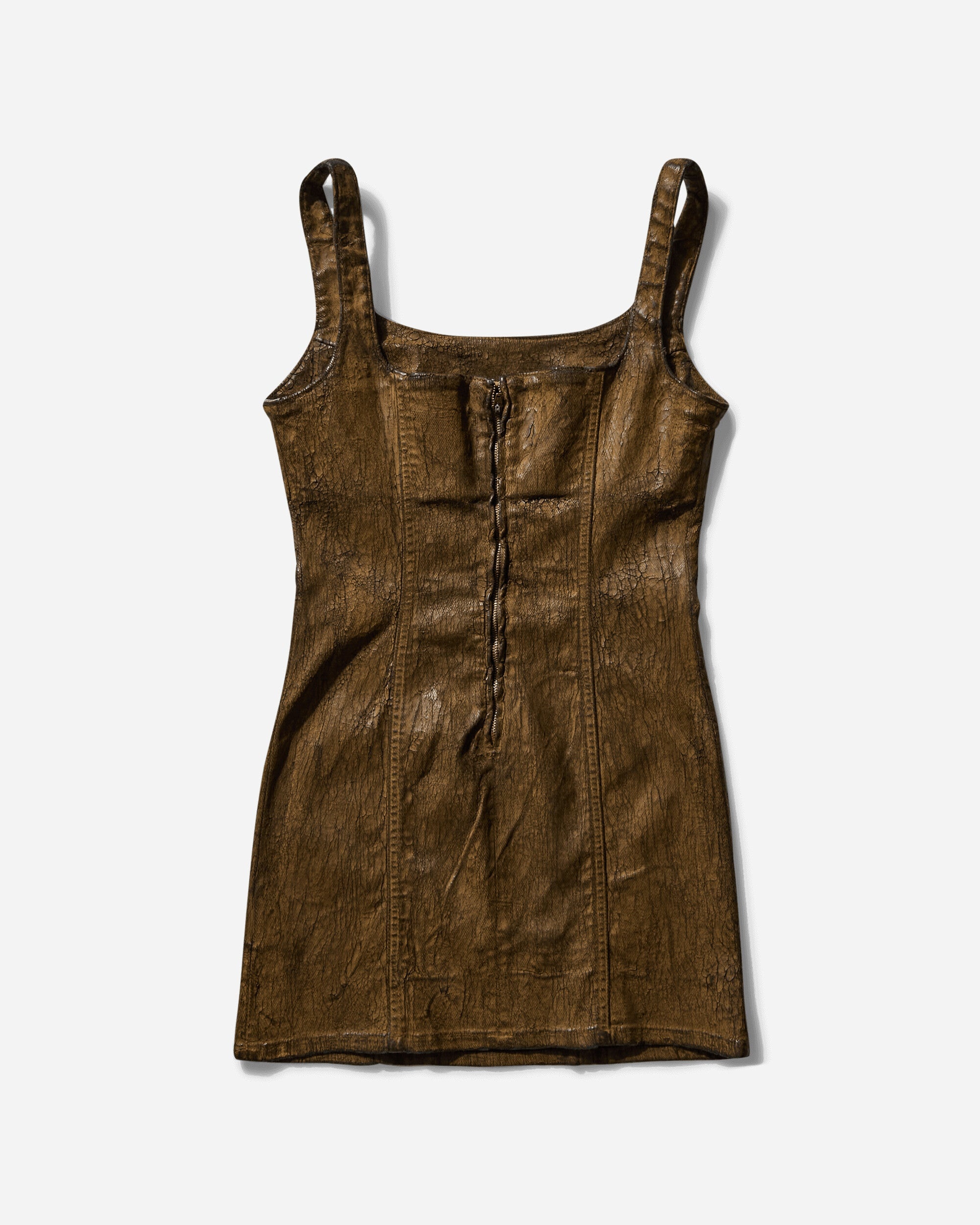 Women's Crackle Denim Dress Dark Brown Earth - 2