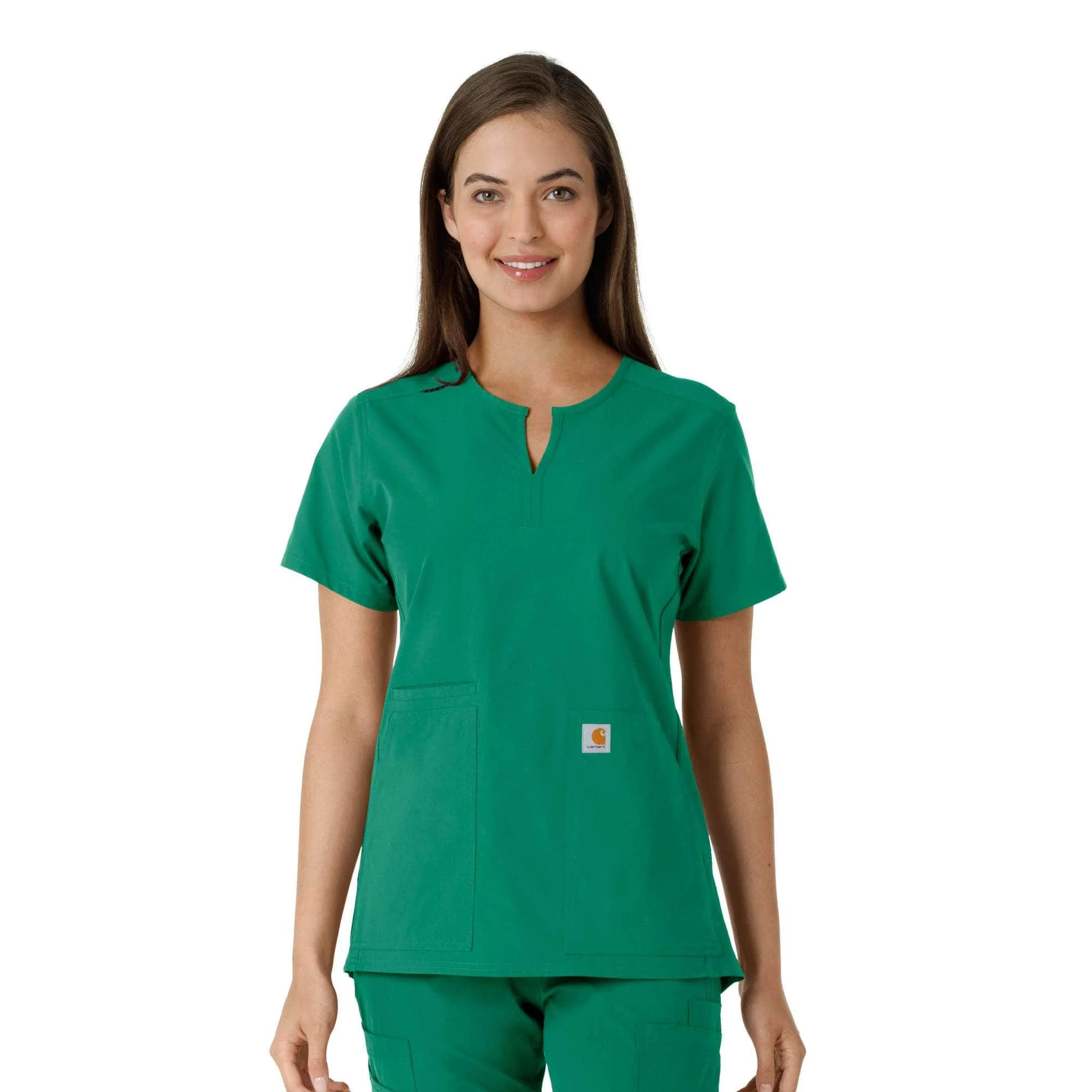 Women's Force Essentials Notch Neck Tunic Knit Panel Scrub Top - 1