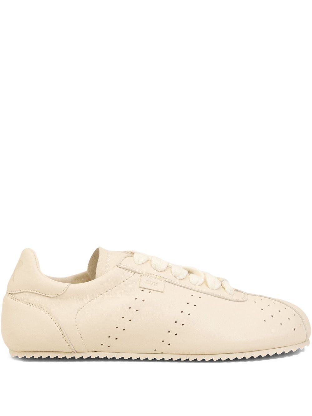 perforated leather lace-up sneakers - 1