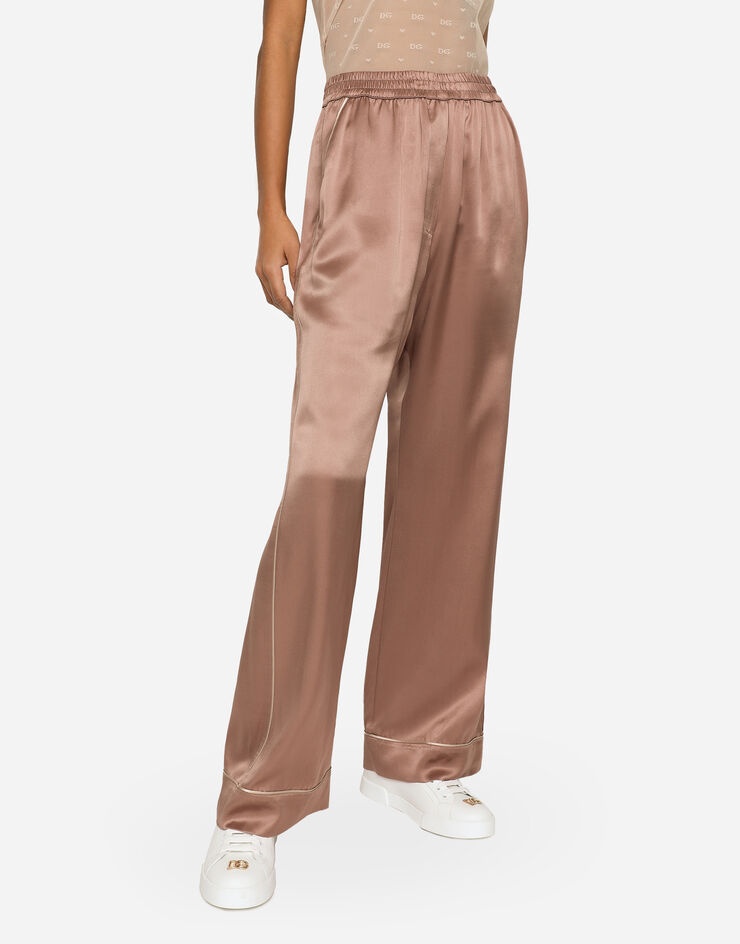 Satin pajama pants with piping - 4
