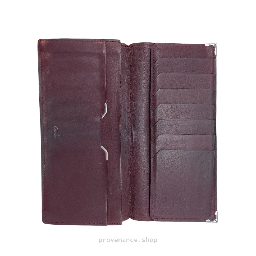 Cartier Long Wallet - Black & Burgundy Leather - 5