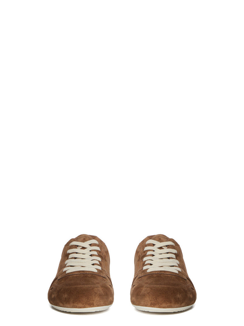 Leather-Trimmed Suede Sneakers Light brown 2