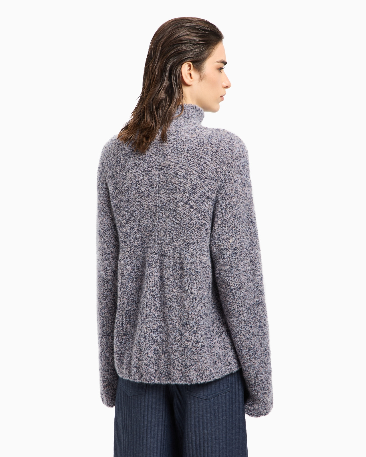 MOCK-NECK JUMPER IN BOUCLÉ CASHMERE, AND SILK - 3