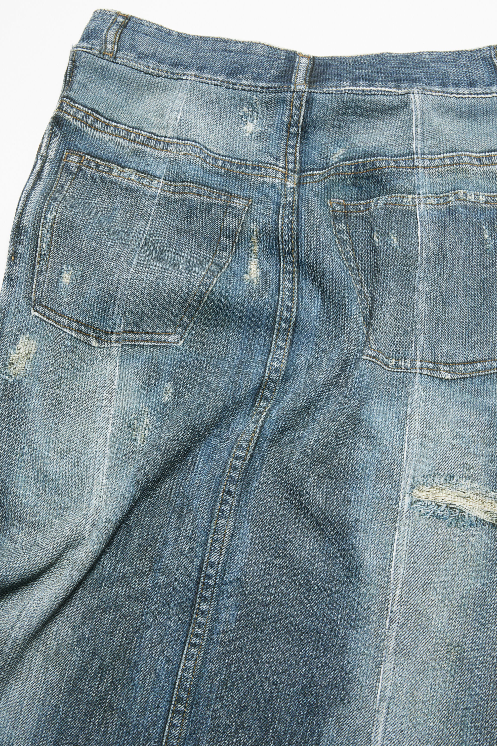 Rib cotton print skirt - Denim Blue - 6