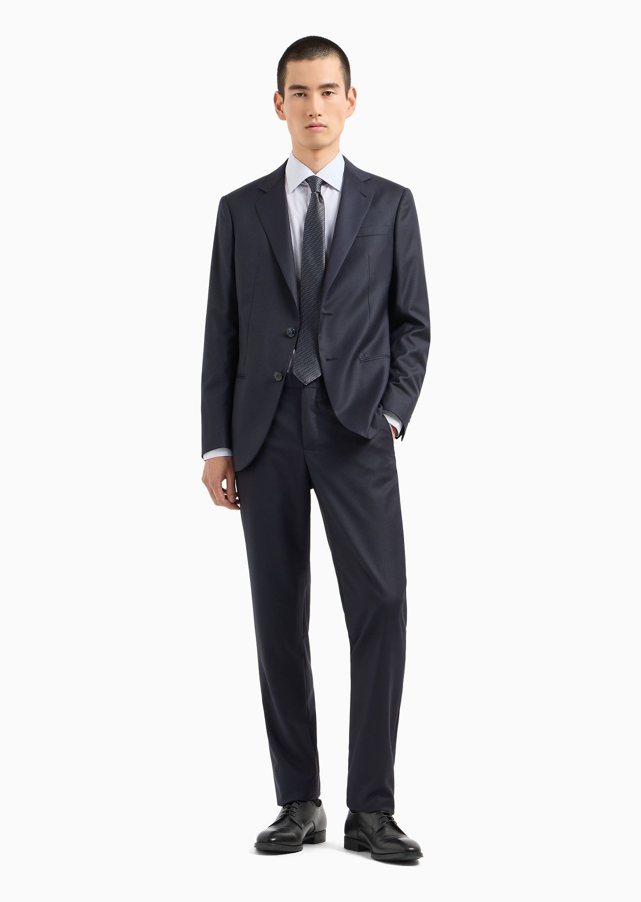 Soho line single-breasted suit in a virgin wool canneté-effect jacquard weave - 4