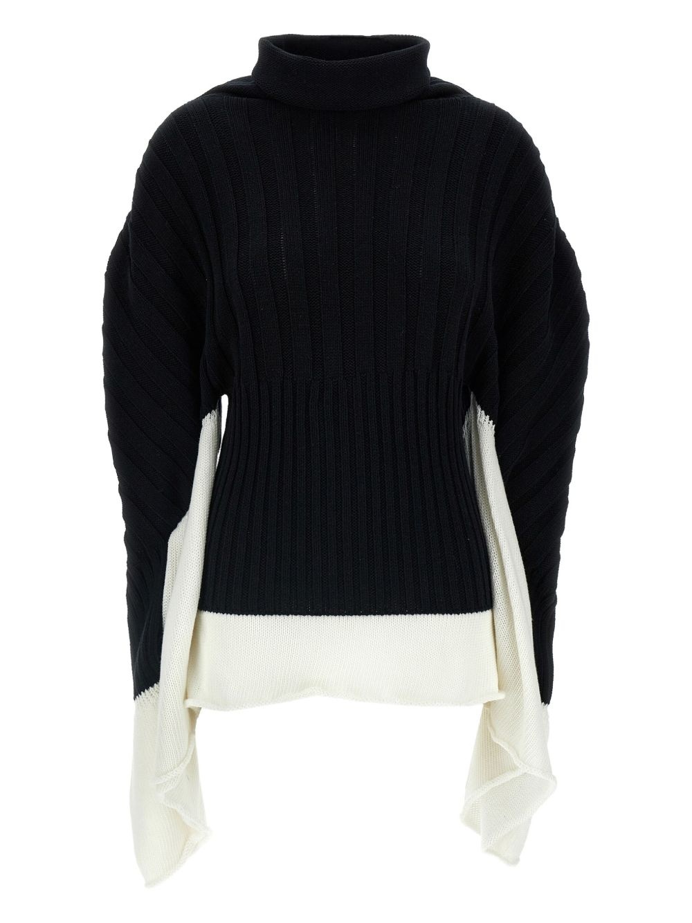 asymmetric ribbed turtleneck jumper - 1