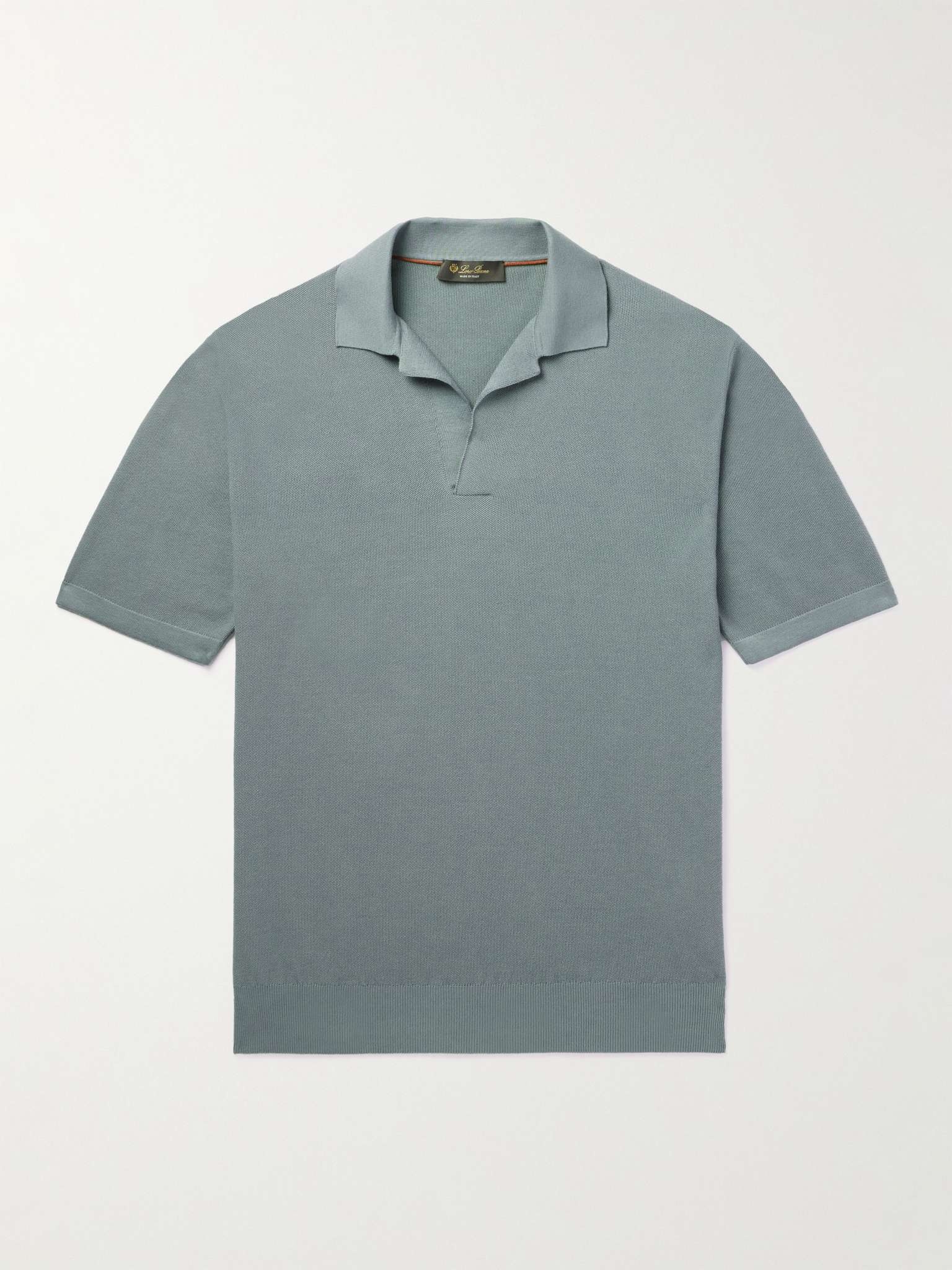 Cotton and Silk-Blend Piqué Polo Shirt - 1