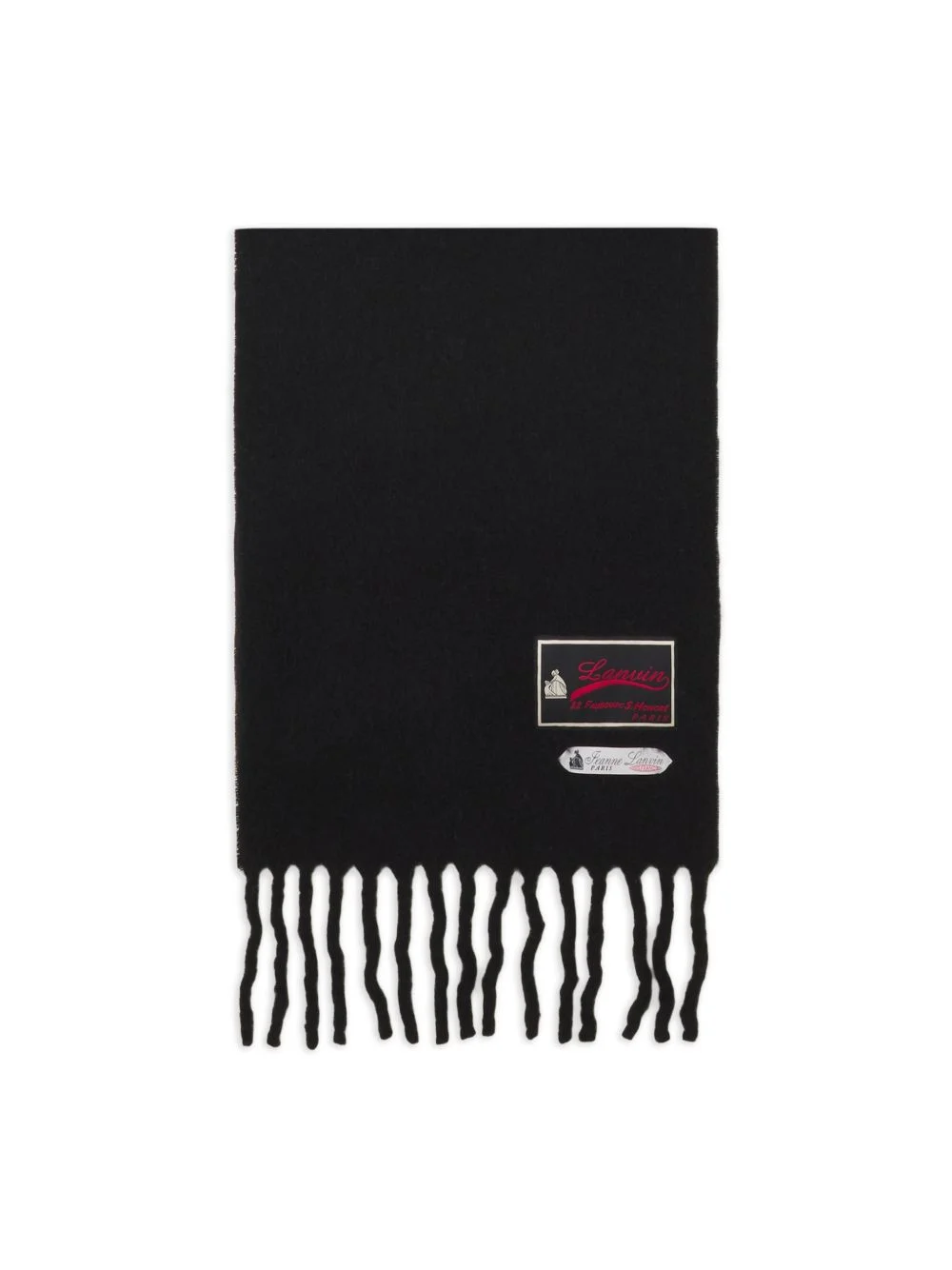 logo-patch fringed scarf - 1