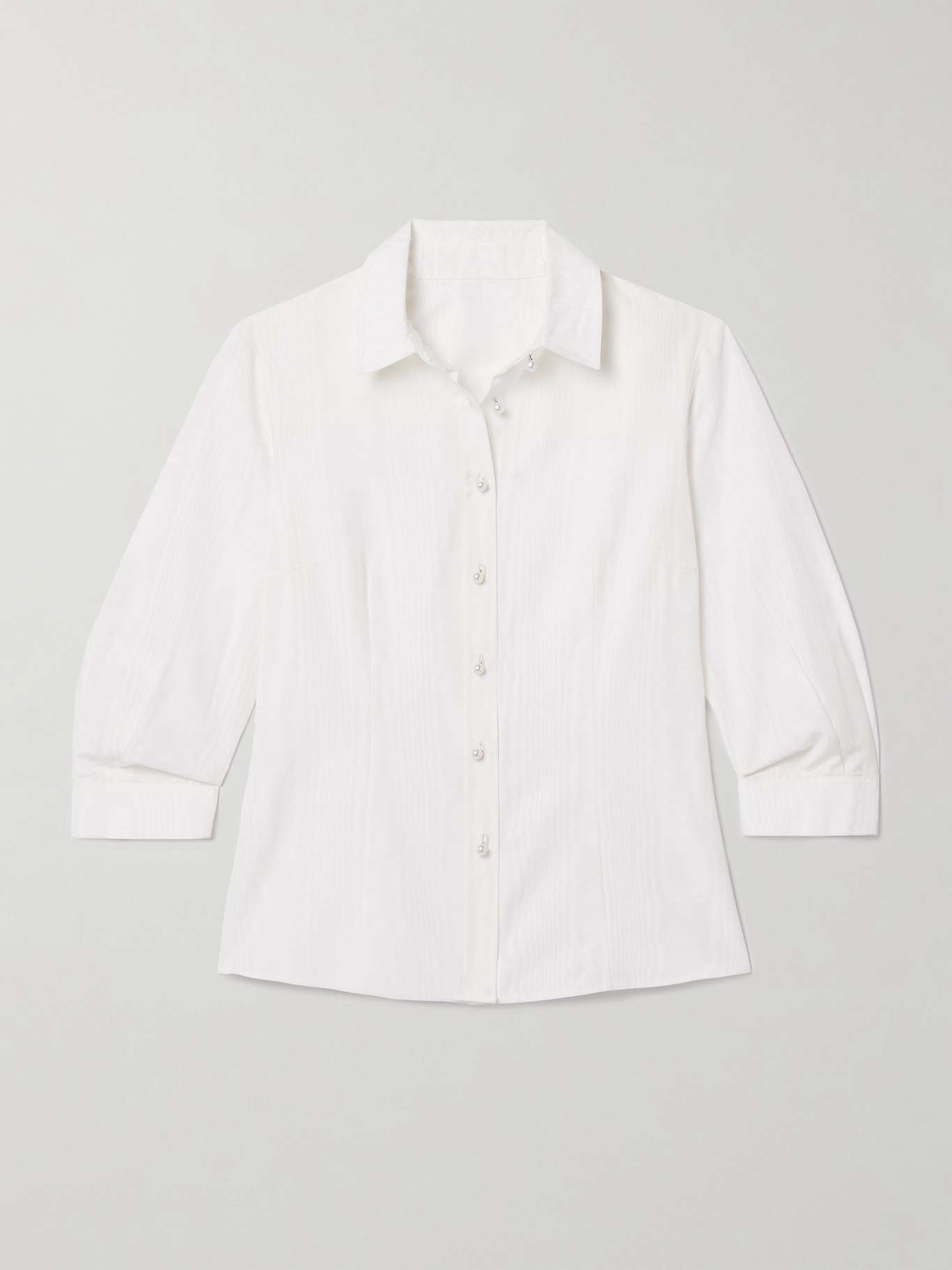 Icon faux pearl-embellished moire shirt White - 1