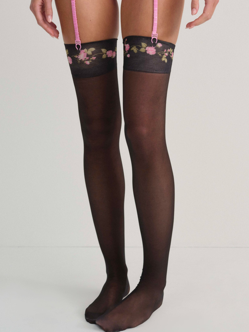 Rose Vine Thigh-High Socks 1