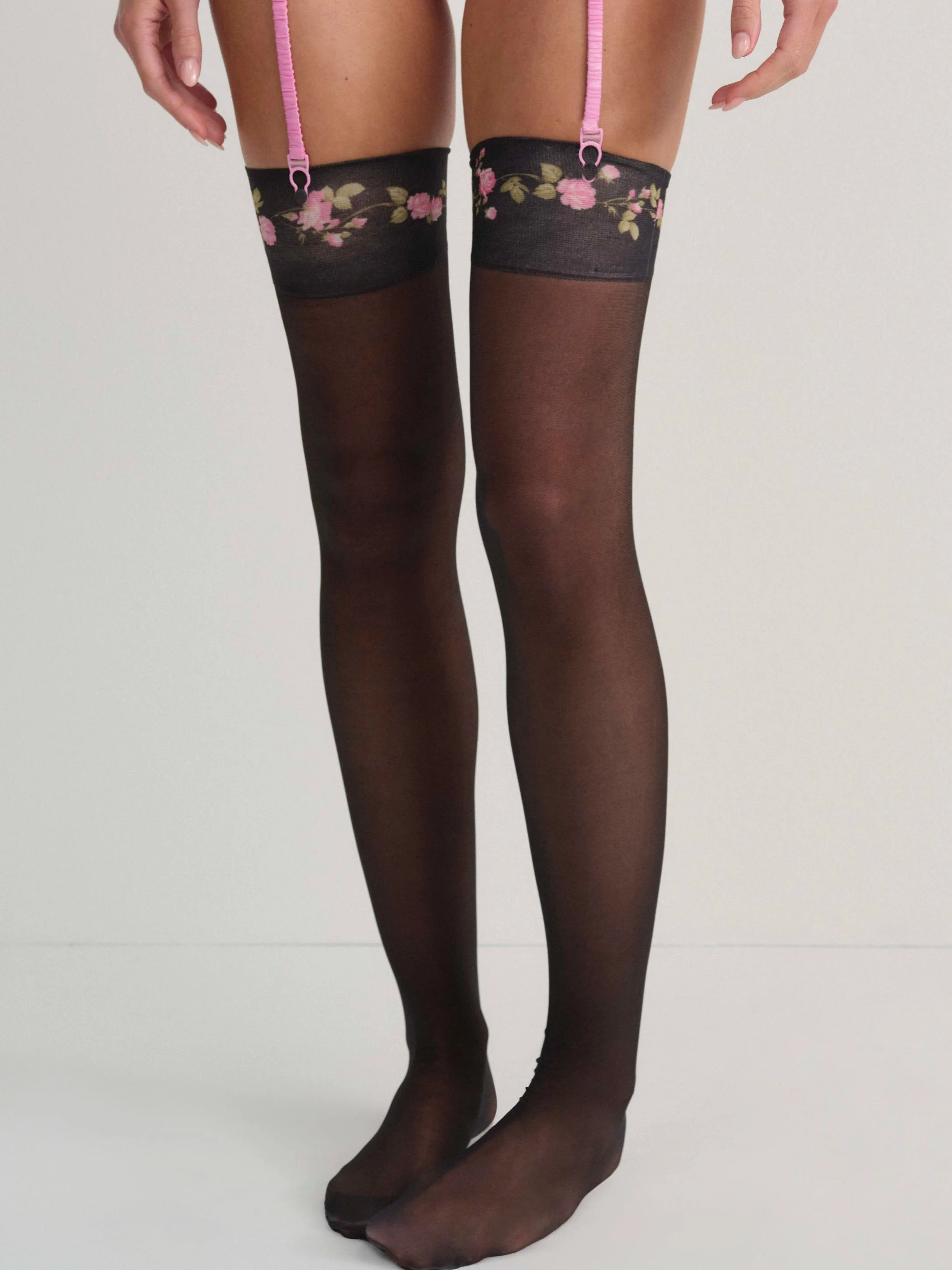 Rose Vine Thigh-High Socks - 1