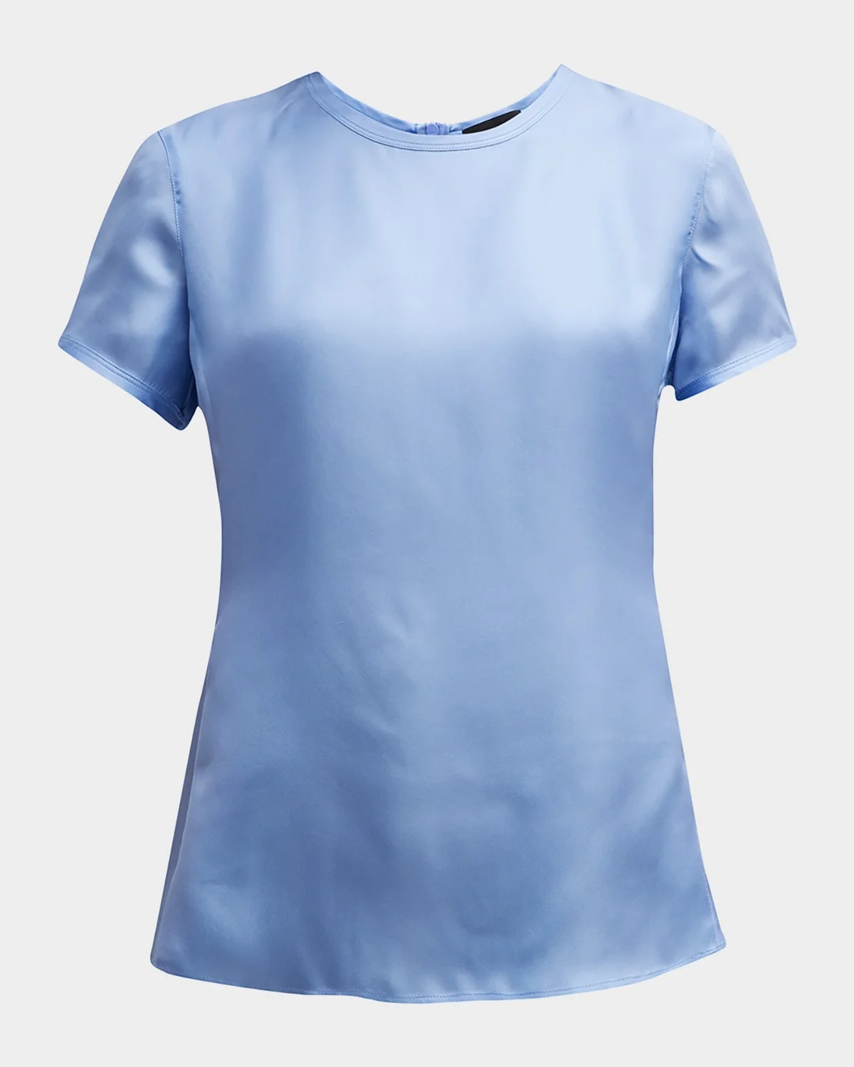 Crewneck Short-Sleeve Silk T-Shirt - 1