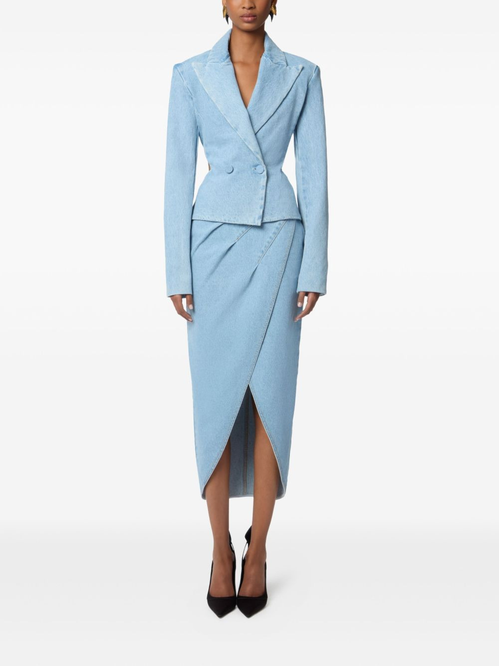 draped denim midi skirt - 2