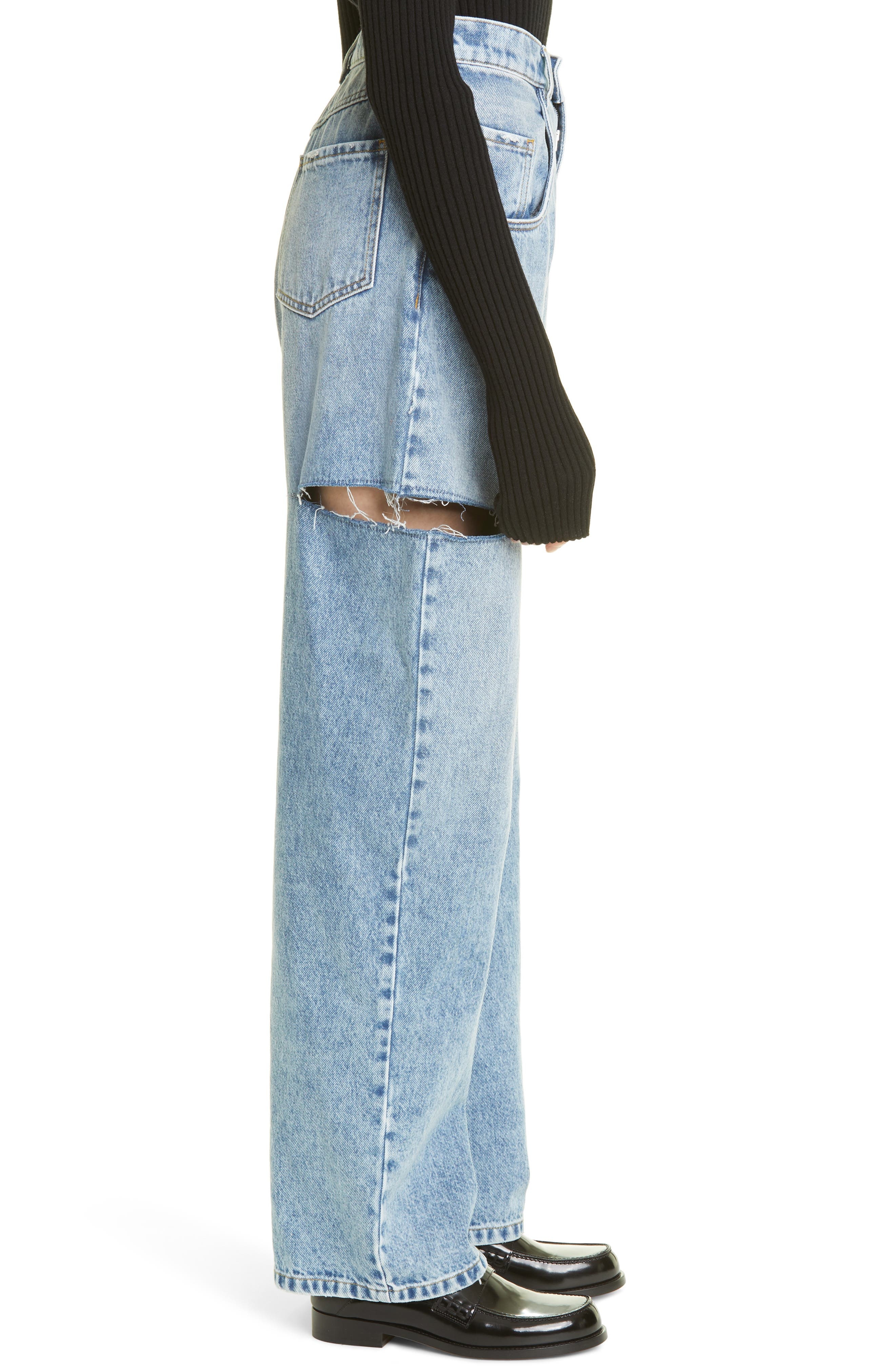 Maison Margiela Ripped Side Cutout Jeans in Denim at Nordstrom - 3