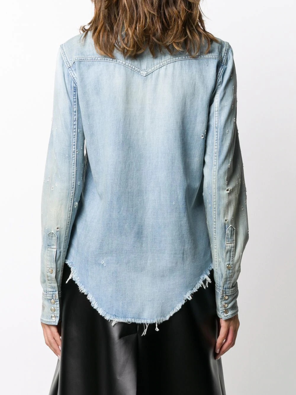 distressed denim shirt - 4