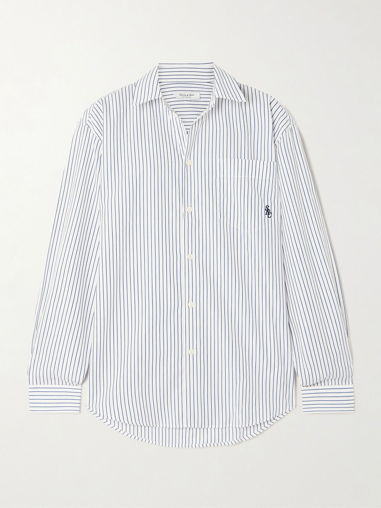 SRC embroidered striped cotton-poplin shirt White - 1