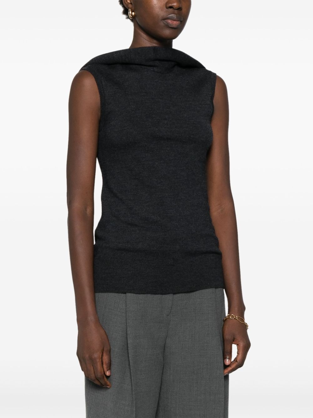 scarf-detailing sleeveless top - 3