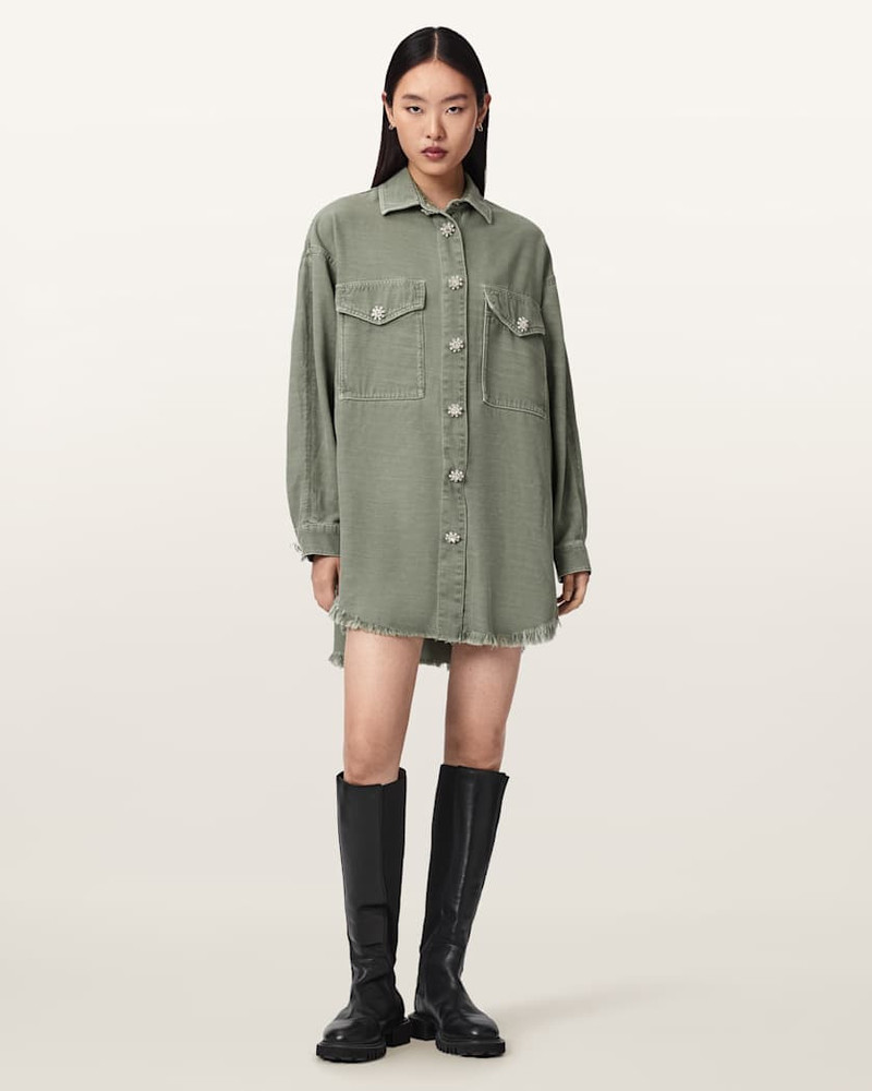 ALLSAINTS HETTIE OVERSIZED LONG SLEEVE SHACKET DRESS outlook