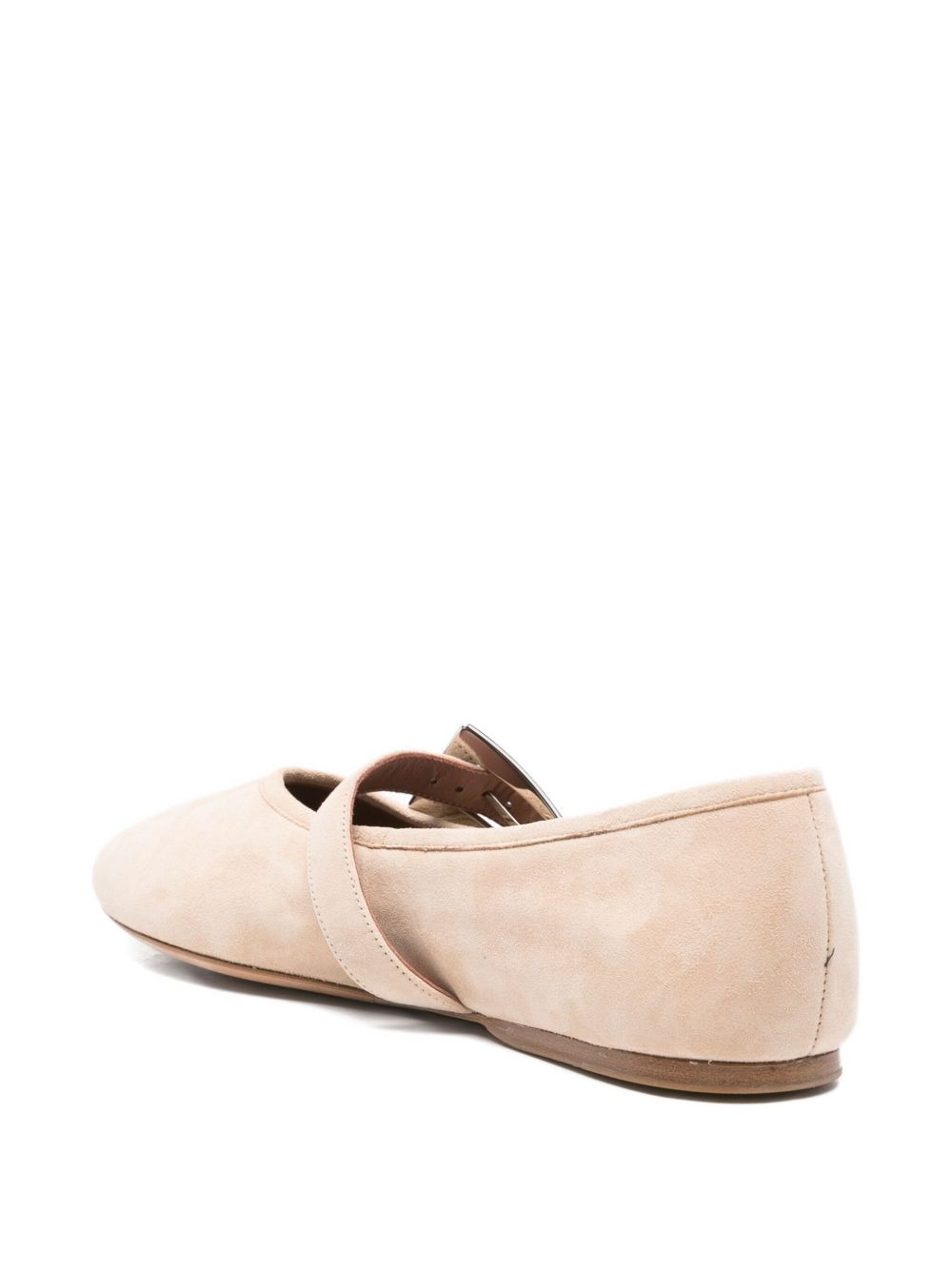 buckle-strap suede flats - 3