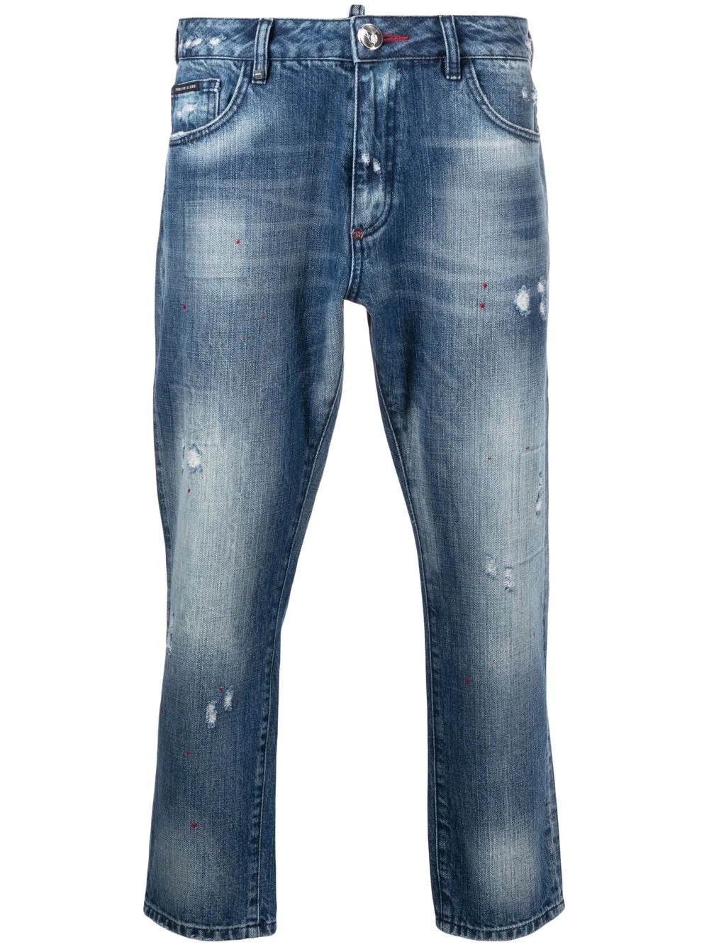 Hexagon-logo distressed jeans - 1