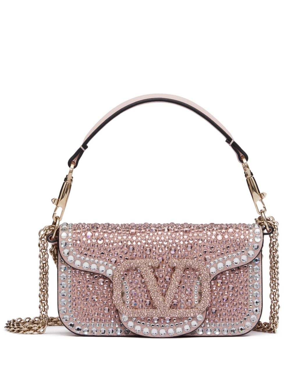 Loco Small Embellished Shoulder Bag in Pink - Valentino Garavani
