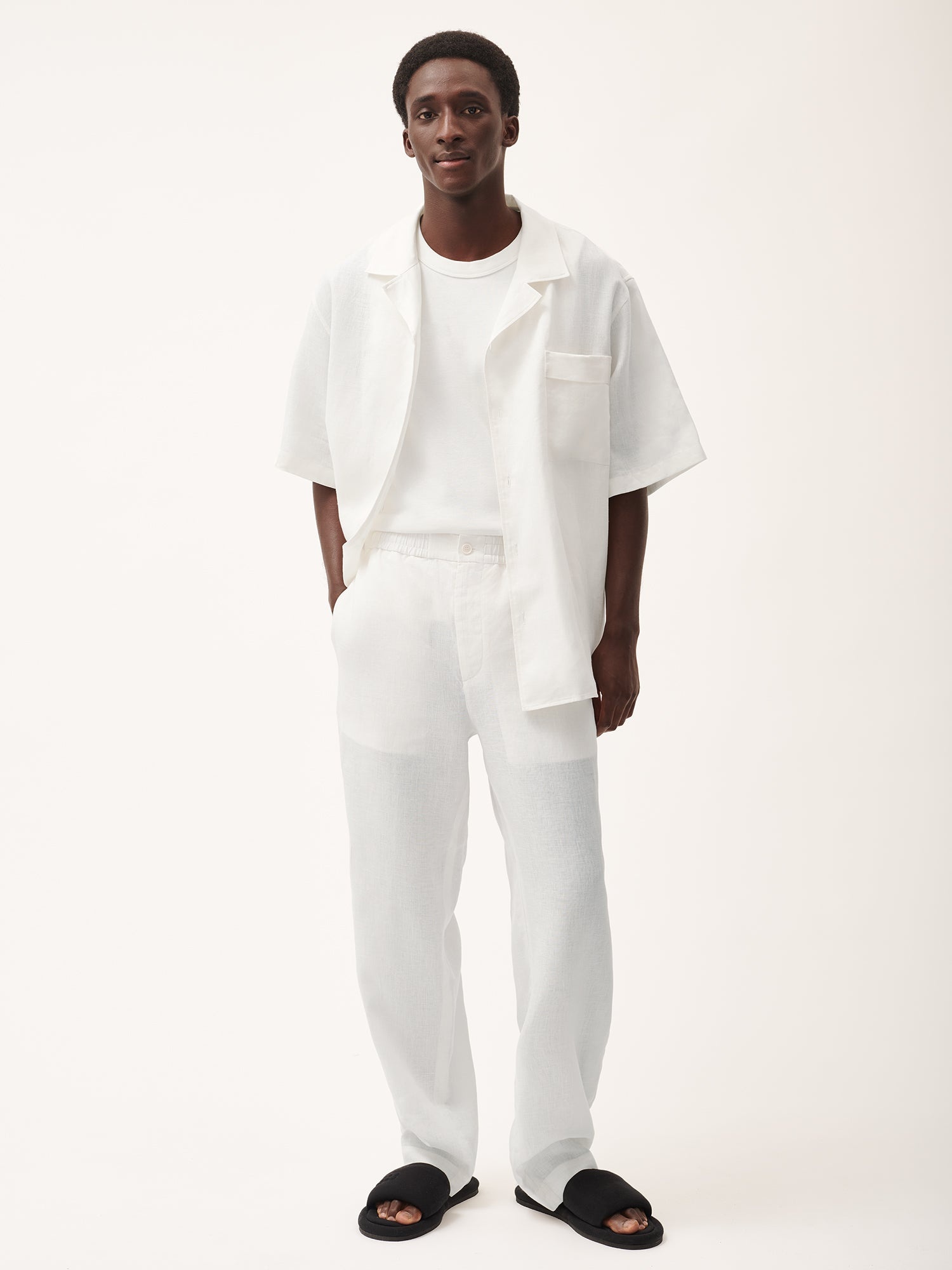 Men's DNA Aloe Linen Trousers - Off-White - 2