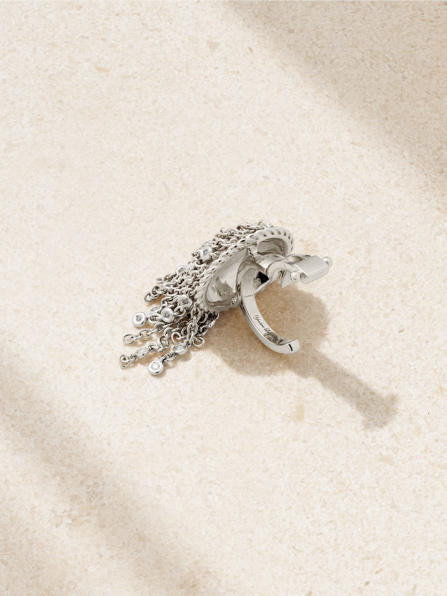 18-karat white gold diamond single ear cuff Silver - 3