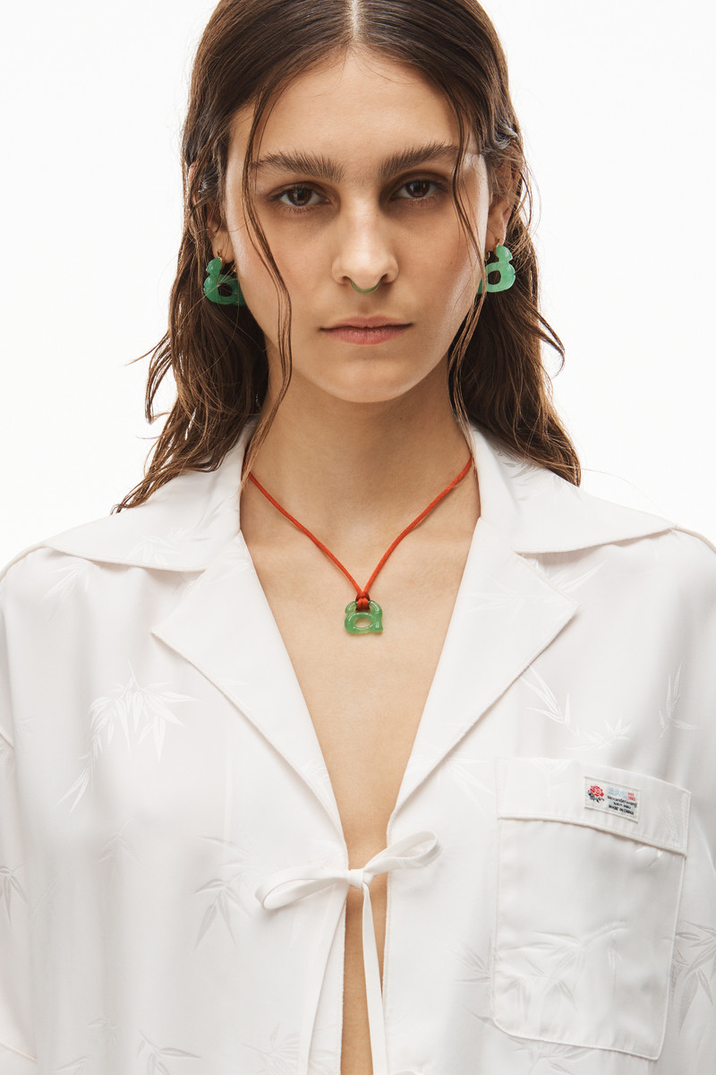 SHORT-SLEEVE TIE TOP IN VISCOSE JACQUARD 5