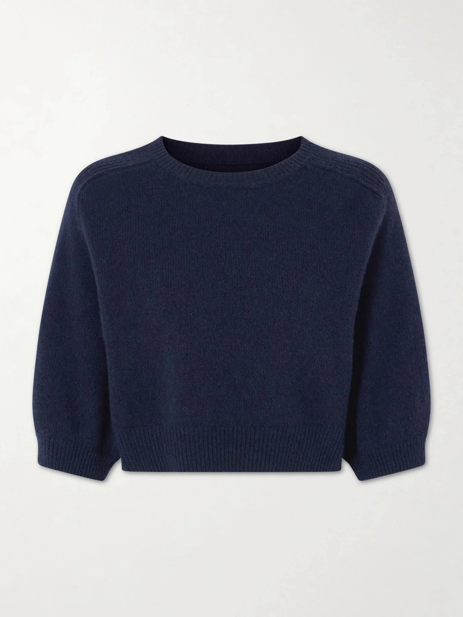 Lorelai cropped wool and cashmere-blend sweater Navy - 1