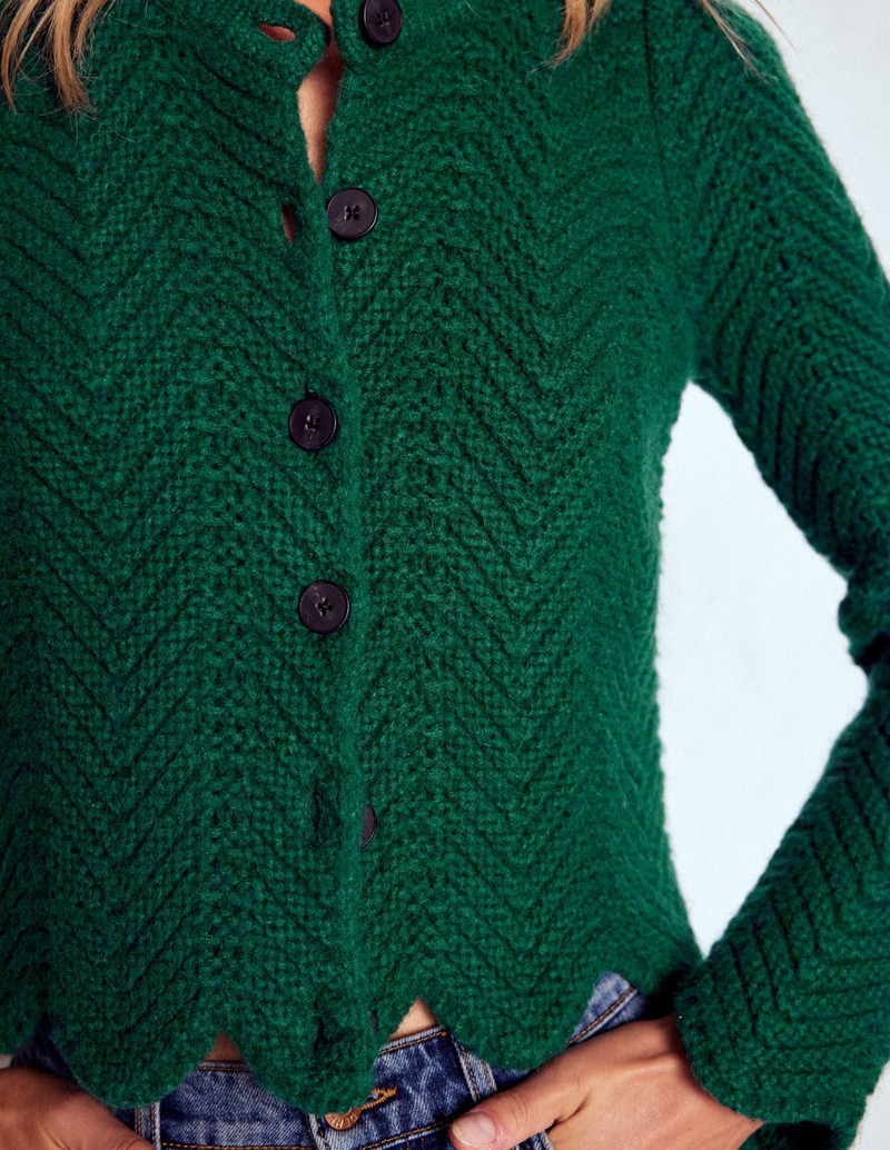 Chunky Chevron Knitted Jacket-Emerald Night 3