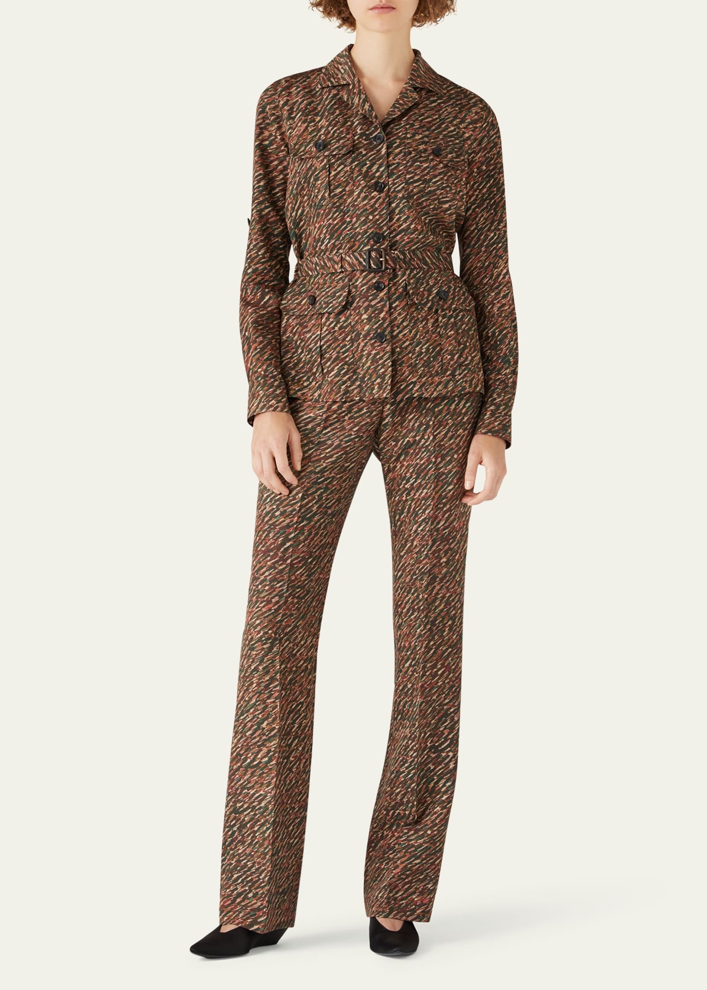 Deanna Belted Andre-Print Shirt Jacket - 2