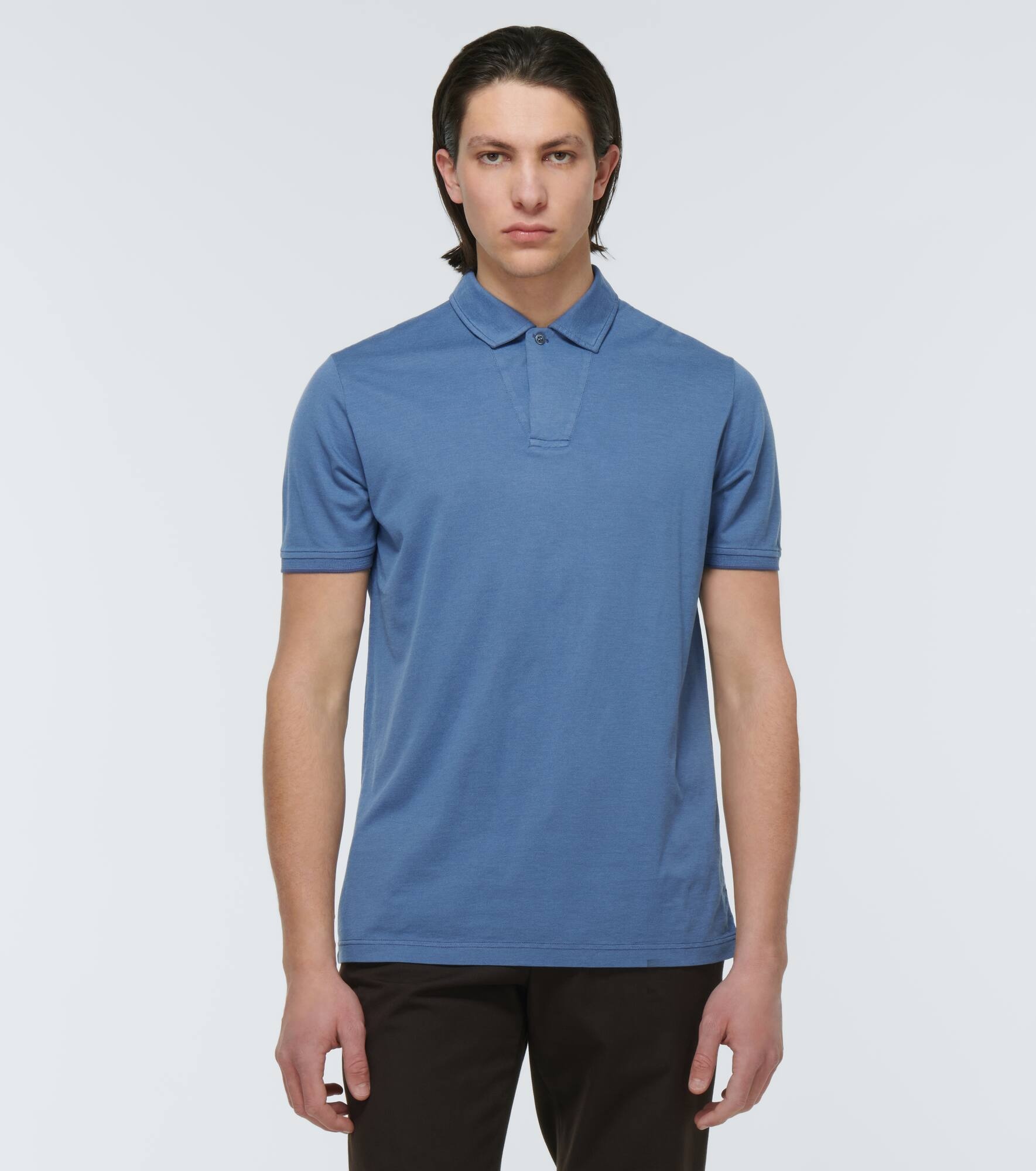 Cotton and silk piqué polo shirt - 3