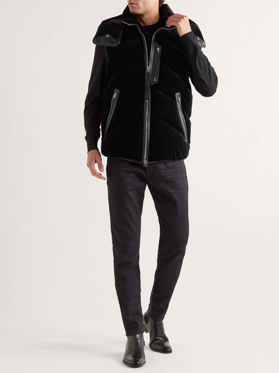 TOM FORD Leather-Trimmed Quilted Cotton-Velvet Down Hooded Gilet outlook
