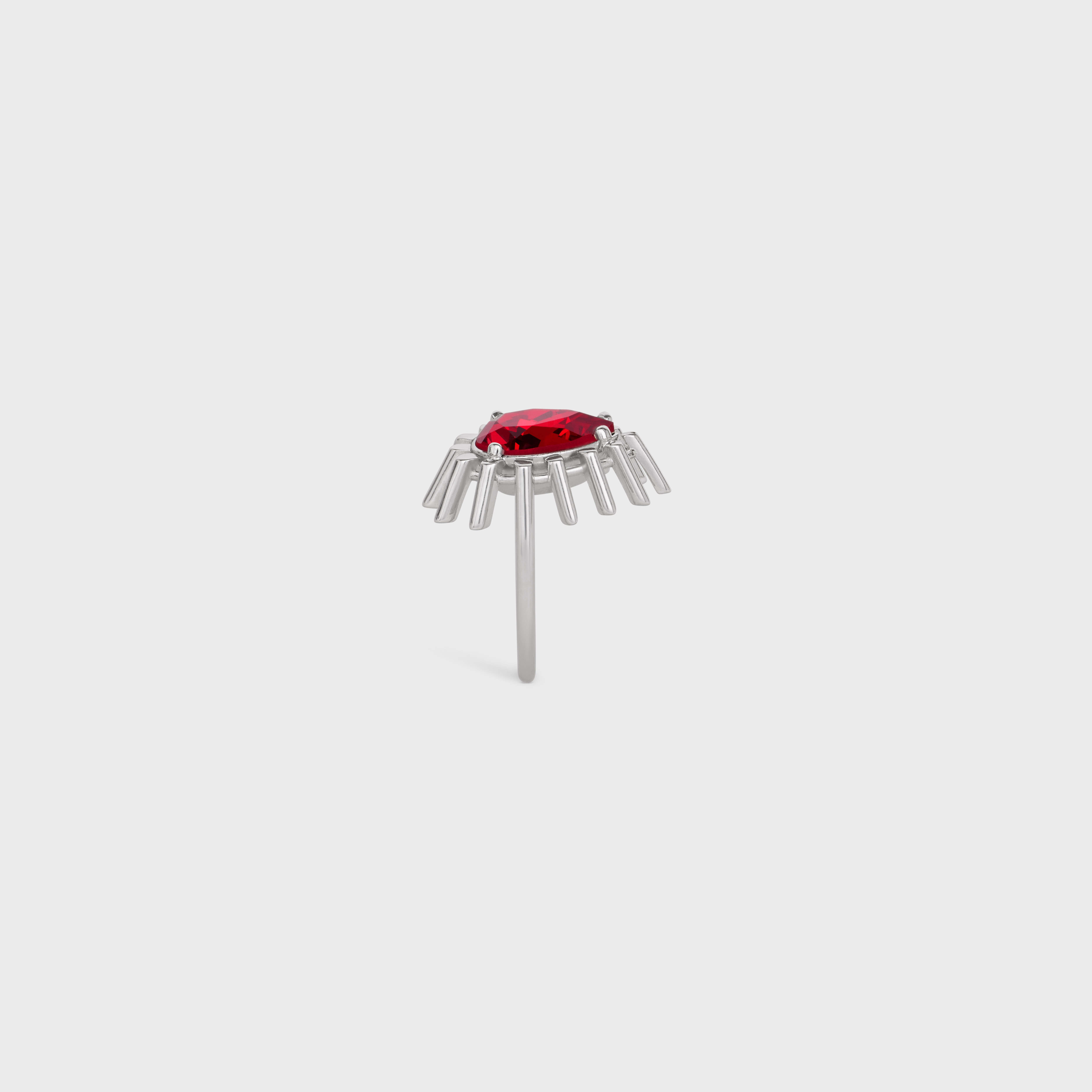 Les Pierres Celine Ring in Brass with Rhodium Finish and Red Strass - 3
