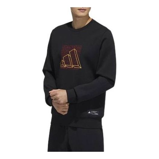adidas Unisex Logo Printing Round-neck Sweatshirt Black GP1859 - 1