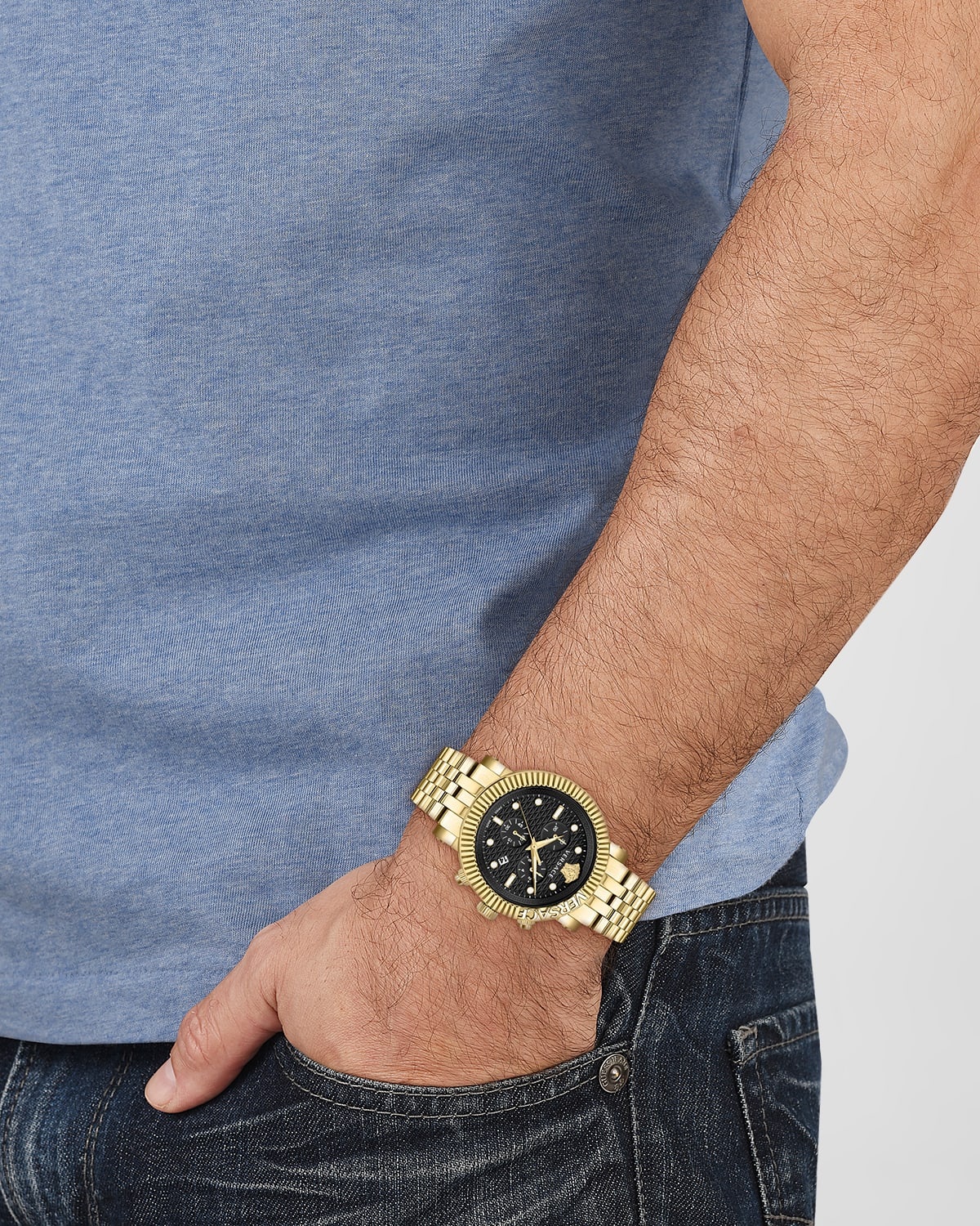Men's V-Chrono Classic IP Yellow Gold Bracelet Watch, 45mm - 4