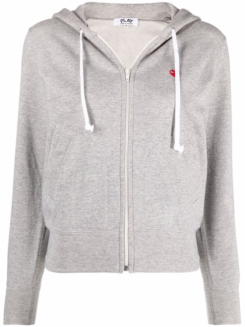 embroidered-motif zip-fastening hoodie 1