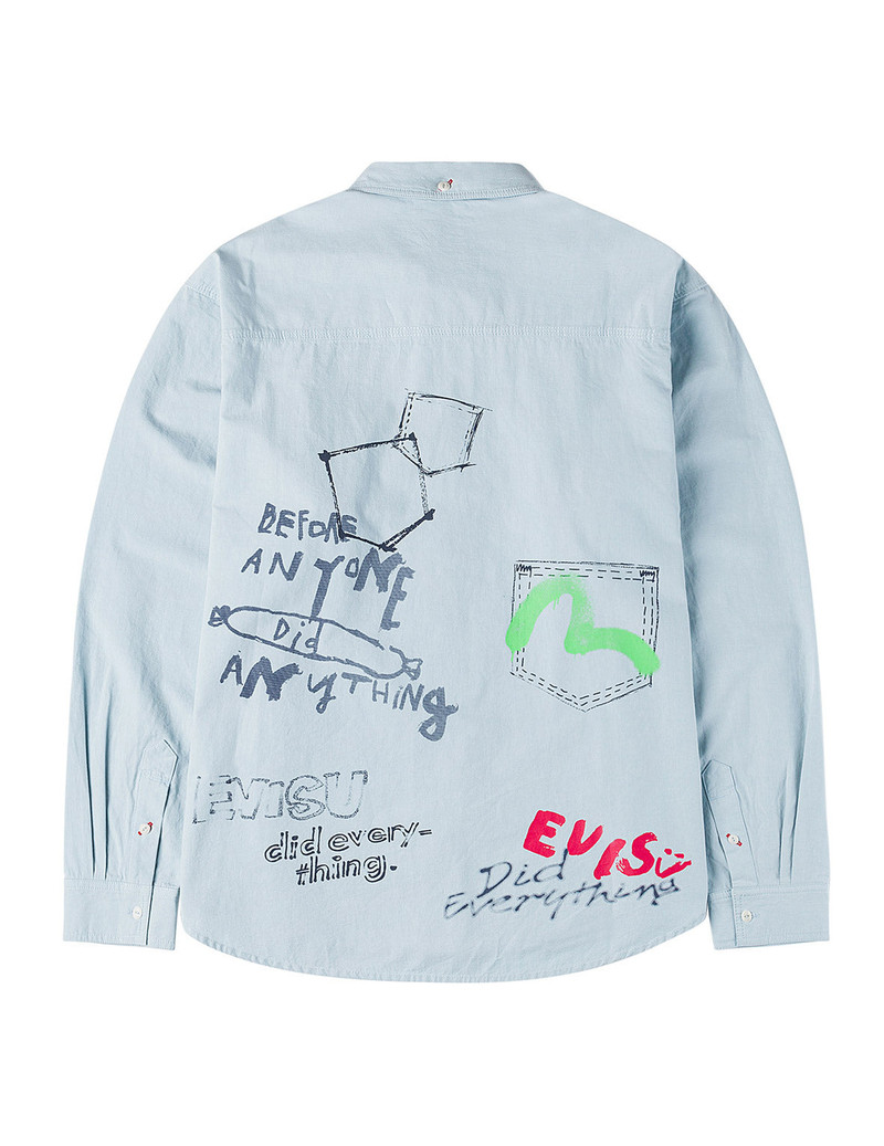 Hand-Drawn Print Long-Sleeve Shirt 1