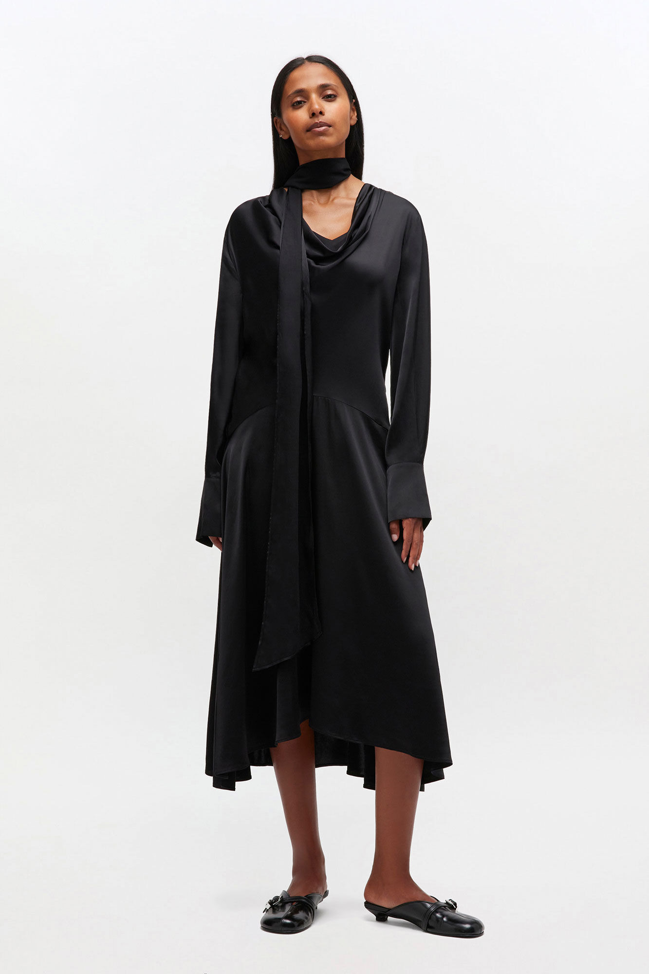 BLACK SCARF DRESS - 2