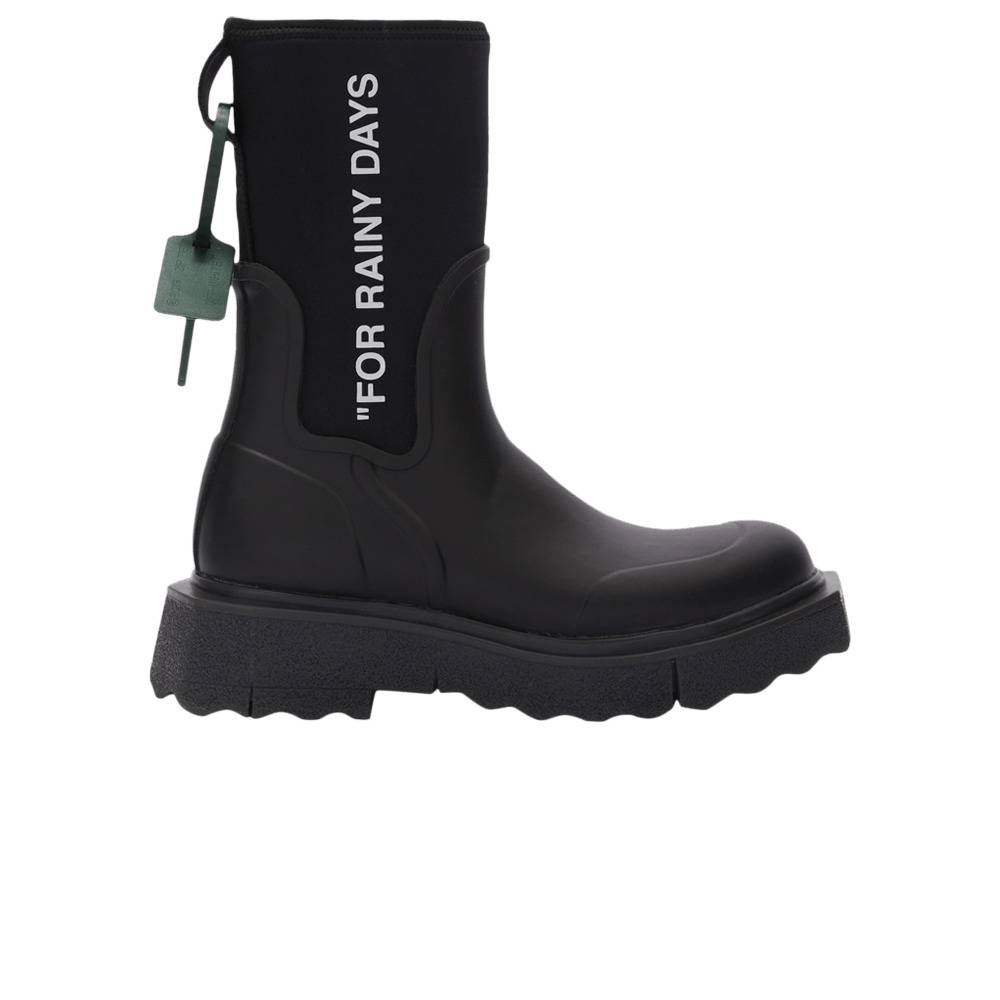 Off-White Wmns Sponge Rubber Rain Boot 'For Rainy Days - Matte Black' - 1