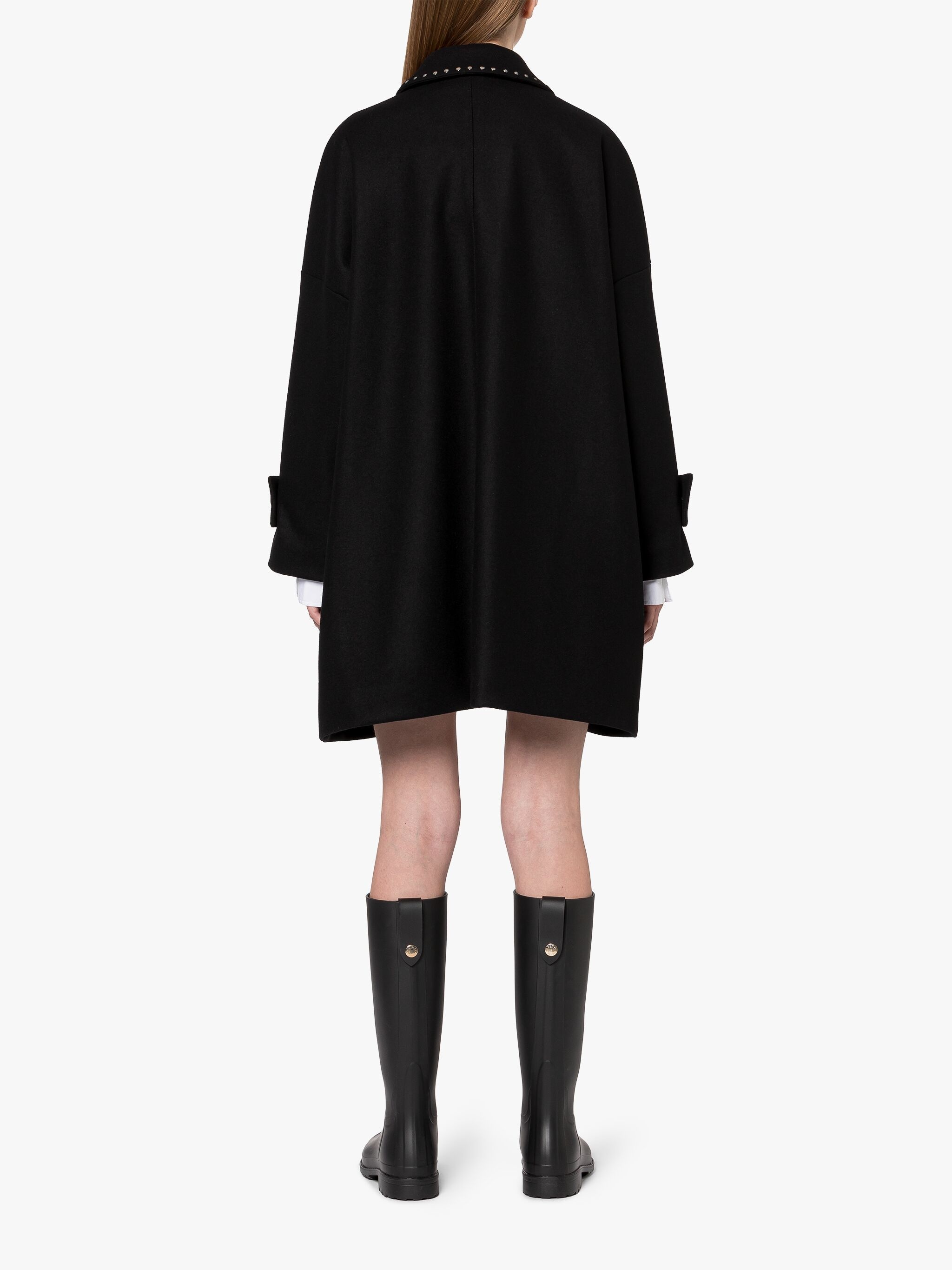HUMBIE BLACK WOOL OVERCOAT - 4