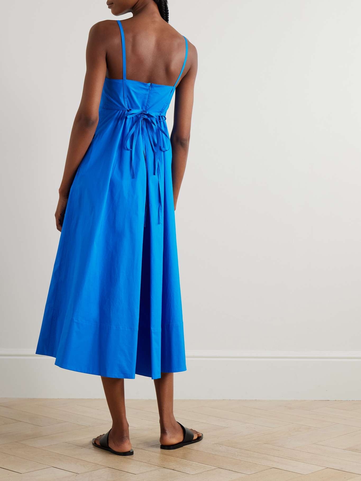 Barker gathered cotton-blend poplin midi dress Blue - 3