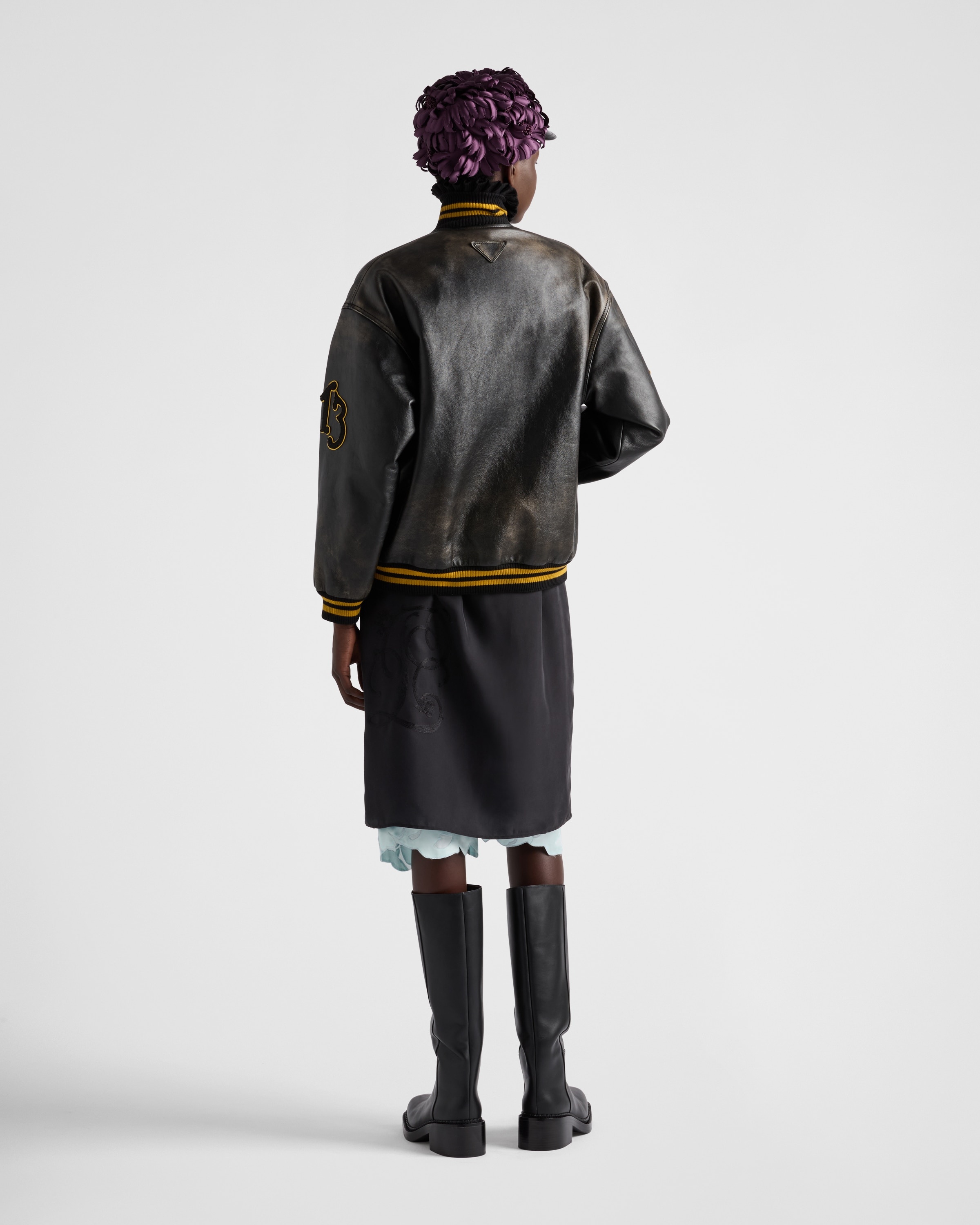 Prada Leather bomber jacket with patch | REVERSIBLE