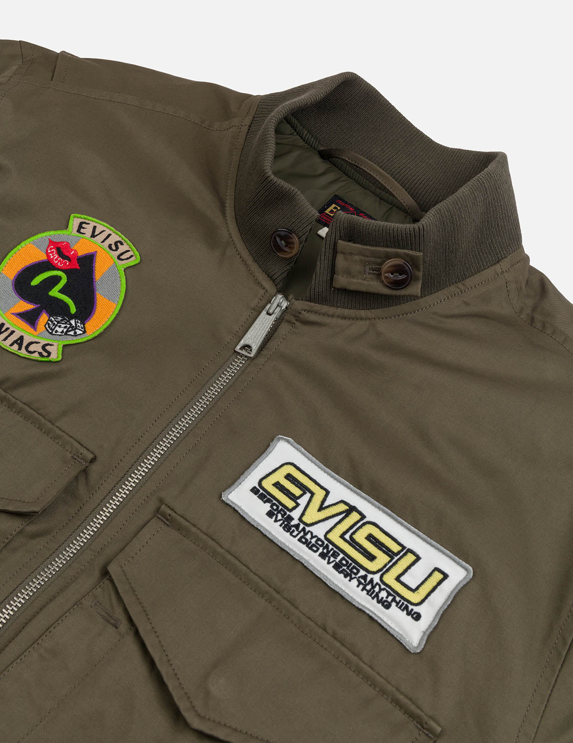 Multi Logo Badges Embroidery Regular Fit Padded Bomber Jacket - 12