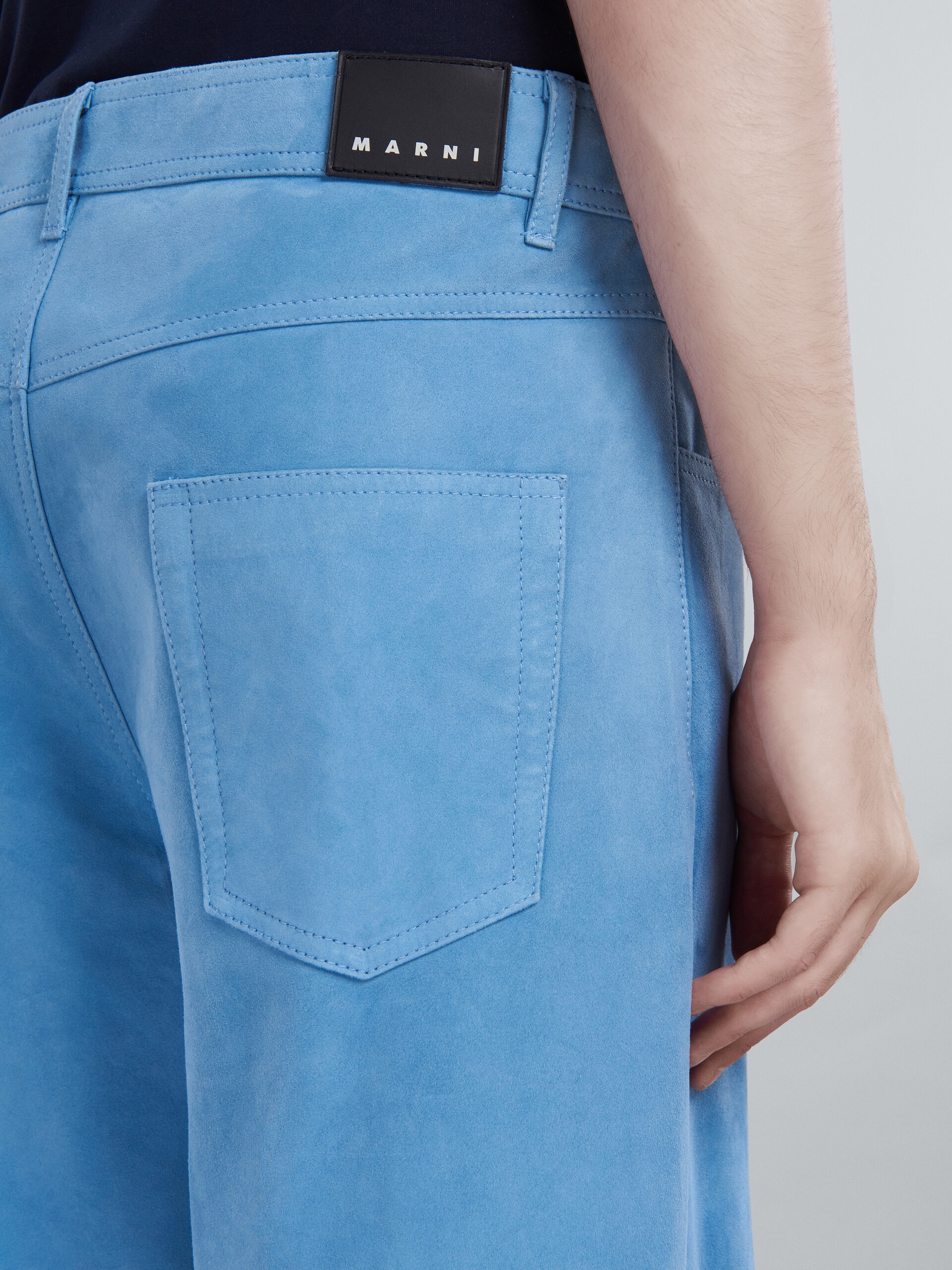 LIGHT BLUE SUEDE TROUSERS - 4