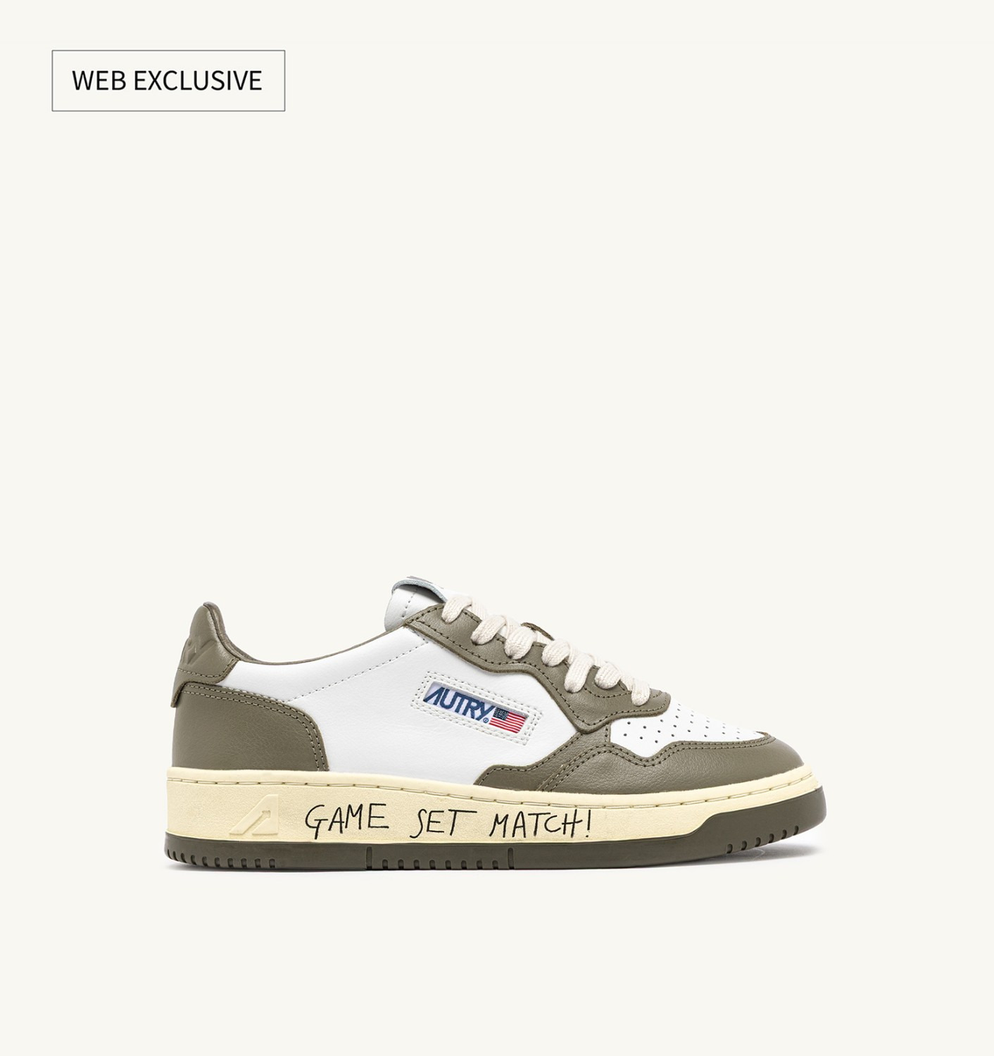 MEDALIST LOW SNEAKERS IN LEATHER COLOR WHITE AND COVERT GREEN WITH LETTERING - 1